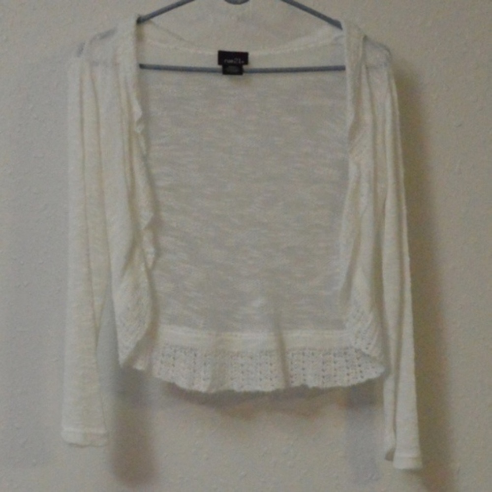 Slightly Sheer White Rue 21 Cover Up Cardigan
